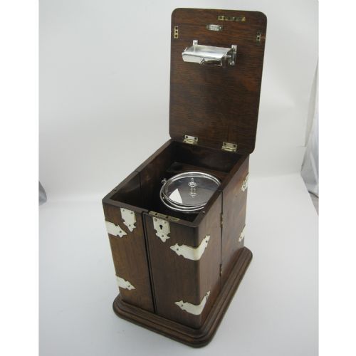 VICTORIAN OAK AND SILVER PLATED CIGAR OR TOBACCO LOCKING BOX - ADDITIONAL PHOTO 6