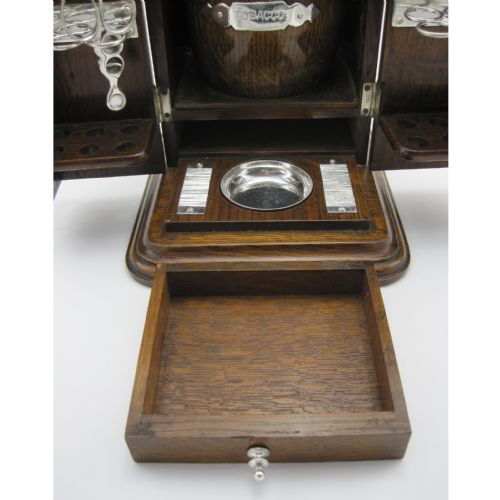 VICTORIAN OAK AND SILVER PLATED CIGAR OR TOBACCO LOCKING BOX - ADDITIONAL PHOTO 7