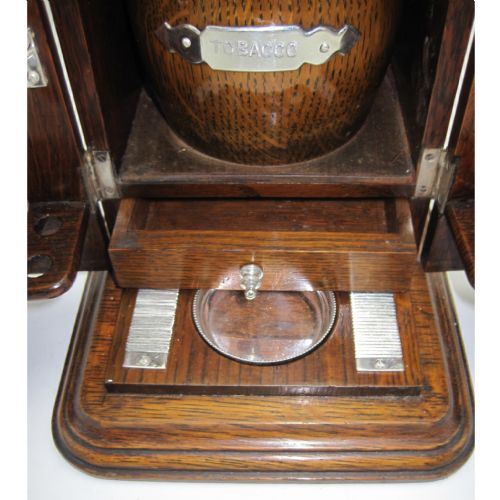 VICTORIAN OAK AND SILVER PLATED CIGAR OR TOBACCO LOCKING BOX - ADDITIONAL PHOTO 8