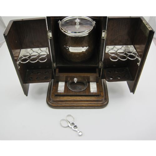 VICTORIAN OAK AND SILVER PLATED CIGAR OR TOBACCO LOCKING BOX - ADDITIONAL PHOTO 9
