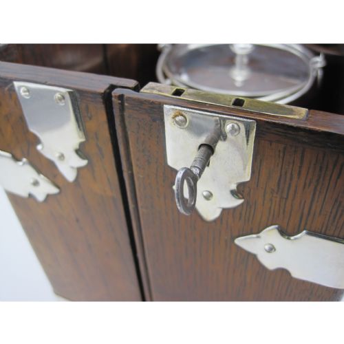 VICTORIAN OAK AND SILVER PLATED CIGAR OR TOBACCO LOCKING BOX - ADDITIONAL PHOTO 11