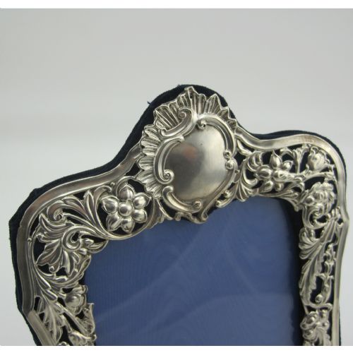 SILVER PHOTO FRAME WITH FLORAL AND FOLIAGE EMBOSSED BORDER - ADDITIONAL PHOTO 1