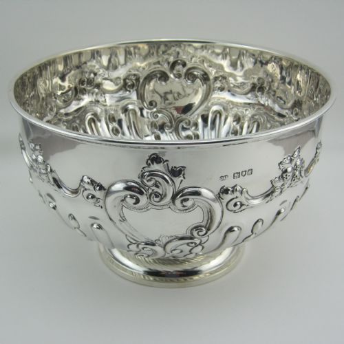large late victorian silver rose bowl - CATEGORY: ANTIQUE SILVER - DATED 1890
