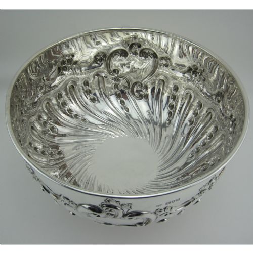 LARGE LATE VICTORIAN SILVER ROSE BOWL - ADDITIONAL PHOTO 3