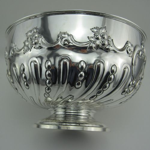 LARGE LATE VICTORIAN SILVER ROSE BOWL - ADDITIONAL PHOTO 4