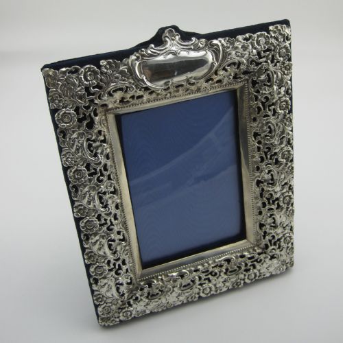 decorative edwardian rectangular silver photo frame - CATEGORY: ANTIQUE SILVER - DATED 1900
