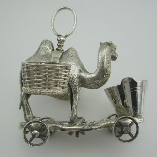 VICTORIAN SILVER PLATED NOVELTY FIGURAL CAMEL CRUET SET - ADDITIONAL PHOTO 4