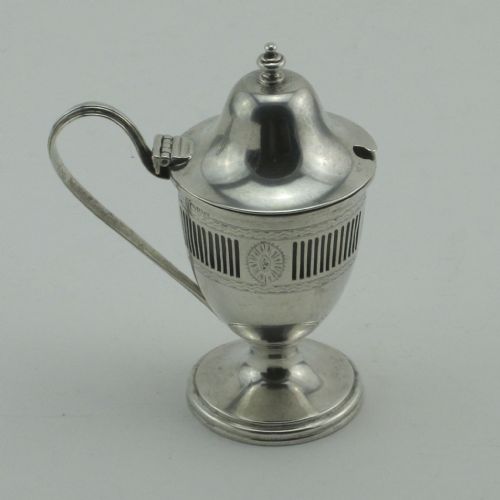 elegant urn shape nathan hayes edwardian silver mustard pot - CATEGORY: ANTIQUE SILVER - DATED 1900