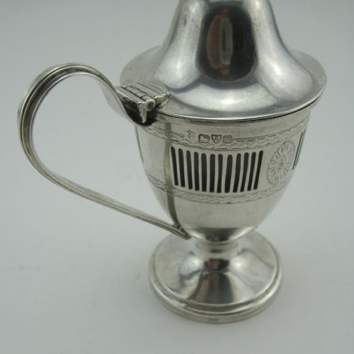 ELEGANT URN SHAPE NATHAN HAYES EDWARDIAN SILVER MUSTARD POT - ADDITIONAL PHOTO 1