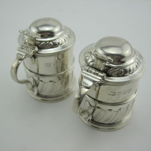 PAIR OF HANDSOME EDWARDIAN SILVER MUSTARD POTS - ADDITIONAL PHOTO 1