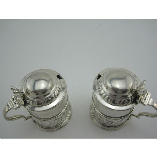PAIR OF HANDSOME EDWARDIAN SILVER MUSTARD POTS - ADDITIONAL PHOTO 2