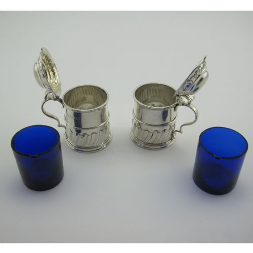 PAIR OF HANDSOME EDWARDIAN SILVER MUSTARD POTS - ADDITIONAL PHOTO 3