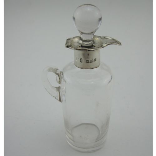 bottle shaped form silver and glass whisky noggin - CATEGORY: ANTIQUE SILVER - DATED 1910