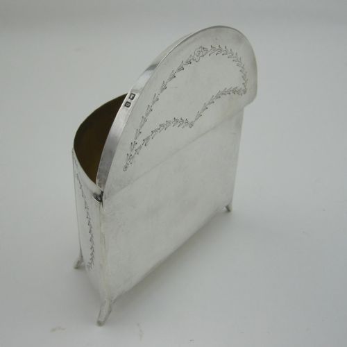 UNUSUAL HALF MOON STERLING SILVER TEA CADDY OR TRINKET BOX - ADDITIONAL PHOTO 3