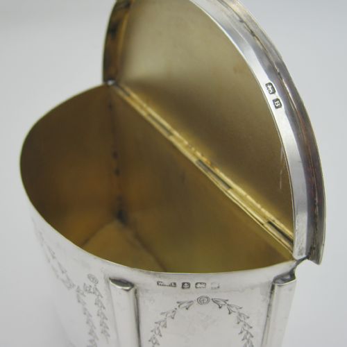 UNUSUAL HALF MOON STERLING SILVER TEA CADDY OR TRINKET BOX - ADDITIONAL PHOTO 5