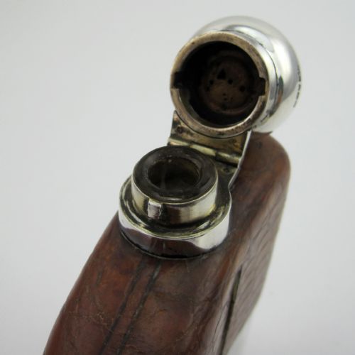 STERLING SILVER AND CROCODILE LEATHER HIP FLASK - ADDITIONAL PHOTO 4