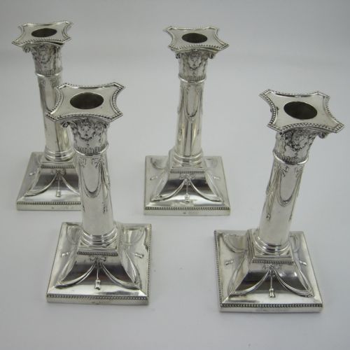 set of four thomas bradbury sterling silver candlesticks - CATEGORY: ANTIQUE SILVER - DATED 1890