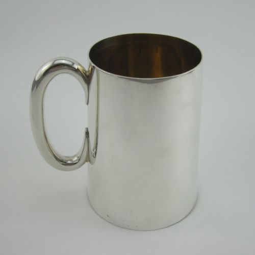 half pint victorian silver mug with tapering cylindrical plain body - CATEGORY: ANTIQUE SILVER - DATED 1880
