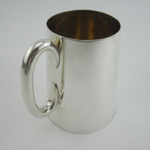 HALF PINT VICTORIAN SILVER MUG WITH TAPERING CYLINDRICAL PLAIN BODY - ADDITIONAL PHOTO 1