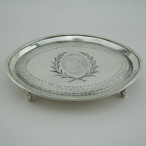 good quality georgian silver salver or tea pot stand - CATEGORY: ANTIQUE SILVER - DATED 1750