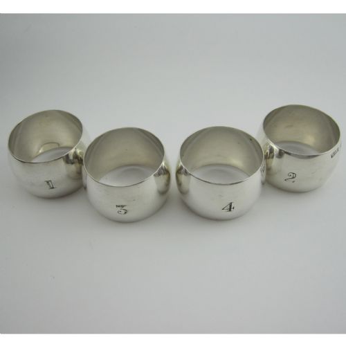 BOXED SET OF FOUR EDWARDIAN PLAIN SILVER NAPKIN RINGS - ADDITIONAL PHOTO 3