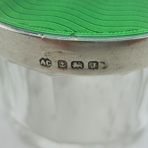 SILVER AND GREEN GUILLOCHE ENAMEL LIDDED JAR - ADDITIONAL PHOTO 3