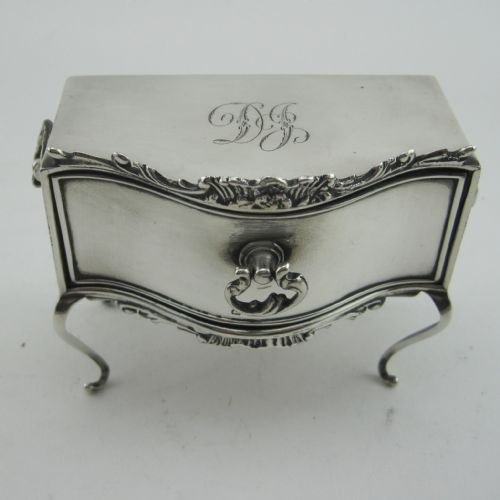 small silver edwardian jewellery box in the form of a dressing table - CATEGORY: ANTIQUE SILVER - DATED 1900