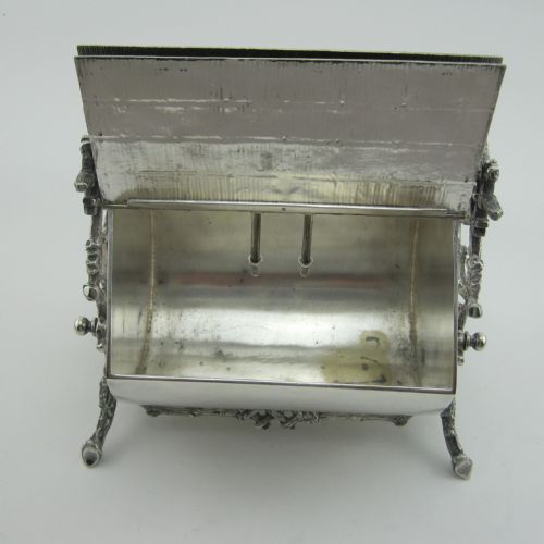 UNUSUAL VICTORIAN SILVER PLATED BISCUIT BOX WITH THATCHED ROOF EFFECT - ADDITIONAL PHOTO 4