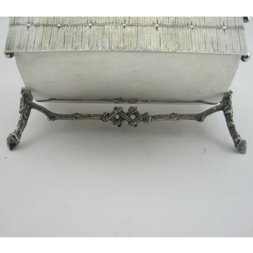 UNUSUAL VICTORIAN SILVER PLATED BISCUIT BOX WITH THATCHED ROOF EFFECT - ADDITIONAL PHOTO 6