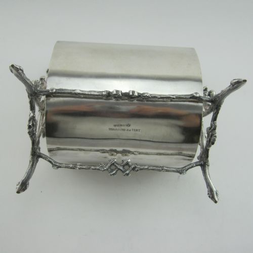 UNUSUAL VICTORIAN SILVER PLATED BISCUIT BOX WITH THATCHED ROOF EFFECT - ADDITIONAL PHOTO 7