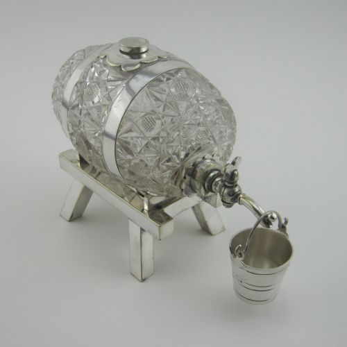 edwardian mappin webb good quality whiskey or spirit barrel - CATEGORY: ANTIQUE SILVER - DATED 1900