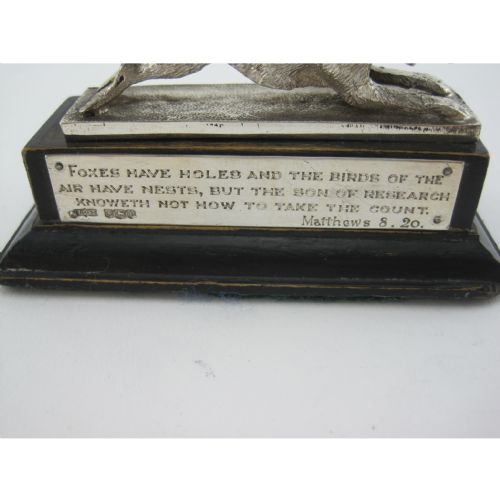 STERLING SILVER FOX MOUNTED ON BLACK EBONY PLINTH - ADDITIONAL PHOTO 6