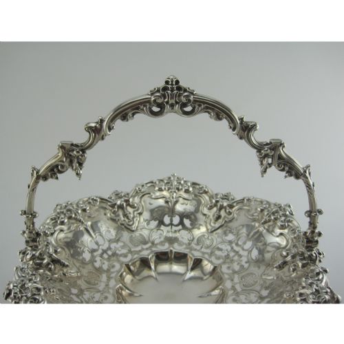 DECORATIVE VICTORIAN STERLING SILVER SHAPED CIRCULAR BASKET - ADDITIONAL PHOTO 2