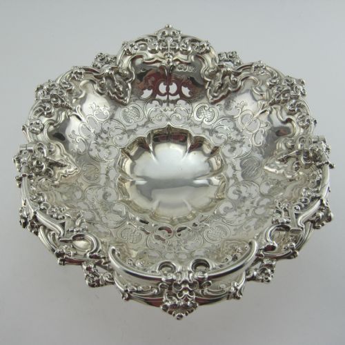 DECORATIVE VICTORIAN STERLING SILVER SHAPED CIRCULAR BASKET - ADDITIONAL PHOTO 6