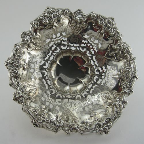 DECORATIVE VICTORIAN STERLING SILVER SHAPED CIRCULAR BASKET - ADDITIONAL PHOTO 7