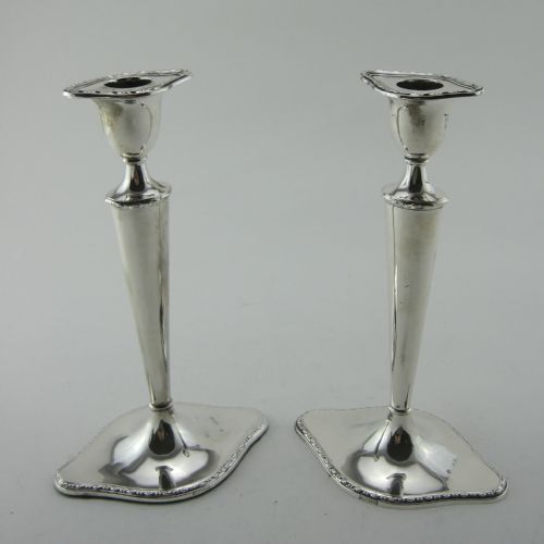 elegant pair of edwardian sterling silver candlesticks - CATEGORY: ANTIQUE SILVER - DATED 1900