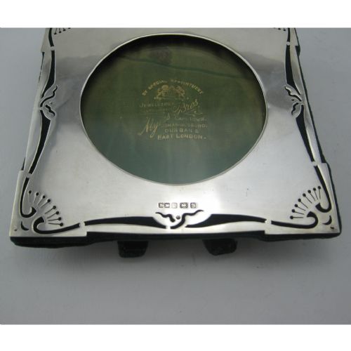 GOOD GAUGE ART NOUVEAU STYLE SQUARE STERLING SILVER PHOTO FRAME - ADDITIONAL PHOTO 3