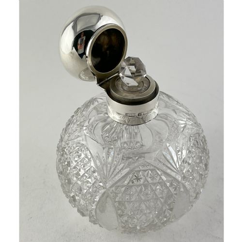 EDWARDIAN CUT GLASS AND STERLING SILVER TOPPED PERFUME BOTTLE - ADDITIONAL PHOTO 1