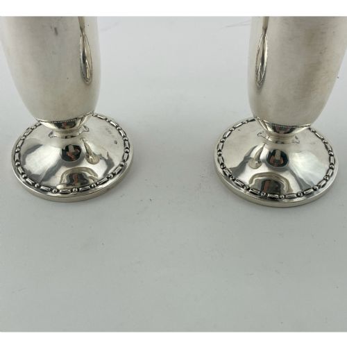 PAIR OF PRETTY TRUMPET SHAPED STERLING SILVER VASES - ADDITIONAL PHOTO 2