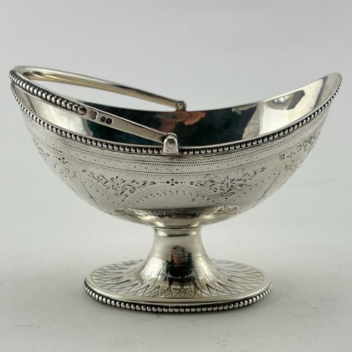 Boat Shaped Victorian Sterling Silver George III Style Sugar Basket