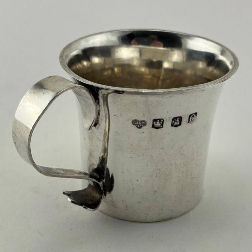 JAMES II STYLE STERLING BRITANNIA STANDARD SILVER CHRISTENING MUG - ADDITIONAL PHOTO 1