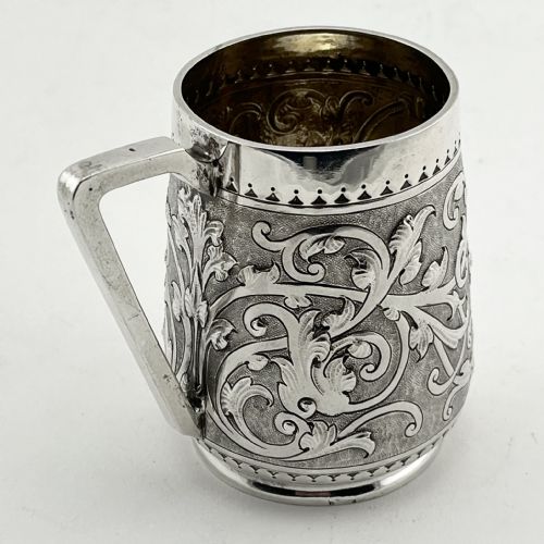PRETTY VICTORIAN STERLING SILVER HALF PINT CHRISTENING MUG - ADDITIONAL PHOTO 3