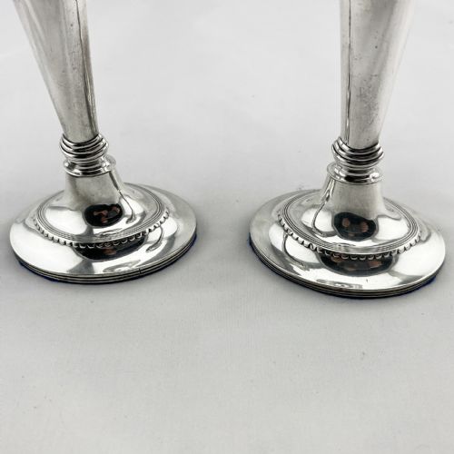 ELEGANT PAIR OF VICTORIAN STERLING SILVER FLOWER VASES - ADDITIONAL PHOTO 1
