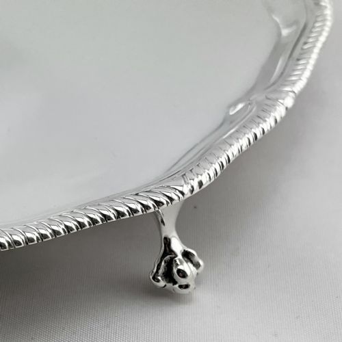 VICTORIAN STERLING SILVER GEORGE III STYLE FOOTED SALVER - ADDITIONAL PHOTO 2