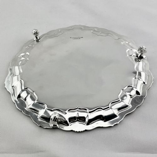 VICTORIAN STERLING SILVER GEORGE III STYLE SHAPED ROUND SALVER - ADDITIONAL PHOTO 5