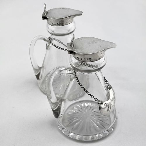 PAIR OF STERLING SILVER AND GLASS WHISKY NOGGINS - ADDITIONAL PHOTO 1
