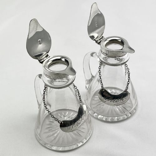 PAIR OF STERLING SILVER AND GLASS WHISKY NOGGINS - ADDITIONAL PHOTO 2