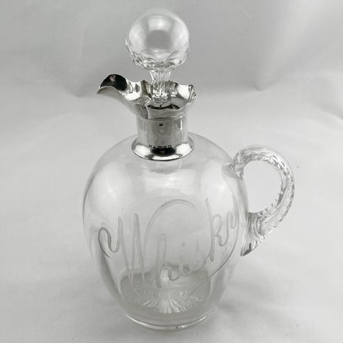 late victorian sterling silver necked whisky decanter - CATEGORY: ANTIQUE SILVER - DATED 1890