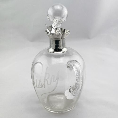 LATE VICTORIAN STERLING SILVER NECKED WHISKY DECANTER - ADDITIONAL PHOTO 2