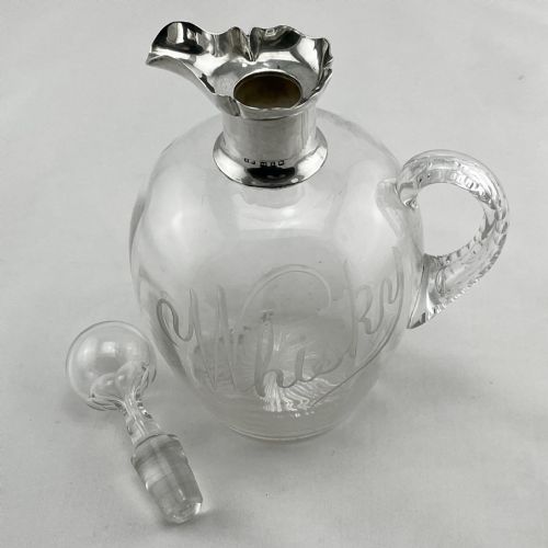 LATE VICTORIAN STERLING SILVER NECKED WHISKY DECANTER - ADDITIONAL PHOTO 4